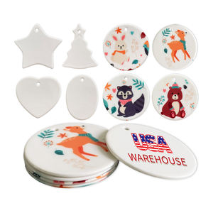 Ornement en porcelaine ronde blanche double face, entrepôt américain, décoration d'arbre <span class=keywords><strong>de</strong></span> noël, étiquette ronde, pendentif <span class=keywords><strong>de</strong></span> Sublimation, blancs - Product Image 1