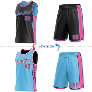 Conjunto de camiseta y pantalones cortos de baloncesto reversibles personalizados, uniformes de equipo unisex que absorben la humedad para hombres, mujeres y jóvenes - Product Image 3