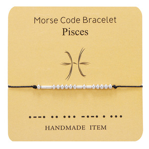 Wish Card Silver Jewelry Beads Taurus <strong>Bracelet</strong> 12 Zodiac Signs <strong>Morse</strong> <strong>Code</strong> Cipher Couple Customized <strong>Bracelet</strong> - Product Image 4