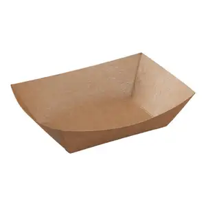 カスタムロゴ使い捨てクラフト紙ボート形状紙ホットドッグスナックフードトレイフードサービング
