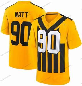 Jersey Steelers murah Jersey Pittsburgh Throwback bersirkulasi seragam sepak bola Amerika dengan #90 TJ Watt desain jahit USA - Product Image 1