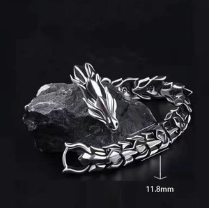 Vintage Dragon Head Cuff <strong>Bracelet</strong> Men Punk Hip Hop Scale Chain Multicolor Metal Antique <strong>Silver</strong>/Gold Plated Gothic Biker Beiver - Product Image 6