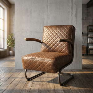 Sofá Individual de Estilo Europeo Industrial Vintage, de Hierro y Cuero Genuino, con Brazos Acolchados, para Sala de Estar, Hotel u Hogar - Product Image 2