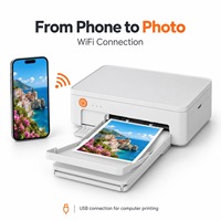 Printer Foto Portabel Uyin Z11 6 Inci WiFi USB 300 DPI Dye Sublimation dengan Baterai 4700mAh untuk Penggunaan di Rumah dengan Baterai Terpasang