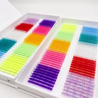 Plateaux d'extensions de cils en gros, marque privée, 0.03 CC, courbure D, super doux, marron, Easy Fan, volume russe, en cachemire, colorés
