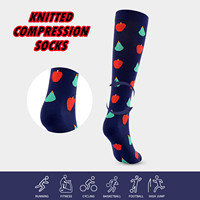 Chaussettes de compression unisexe à imprimé fruits, hauteur genou, à compression graduée, pour la course, le yoga, le cyclisme, les sports de plein air, vente en gros
