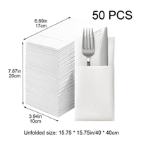 Serviettes de table pliables en tissu épais en pâte de bois vierge 1 plis 40x40 cm avec logo personnalisé, serviettes en papier anti-poussière pour couteau, fourchette et sac