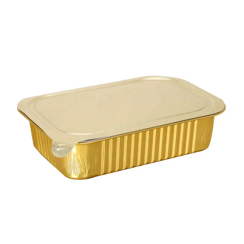 Disposable Food Grade Lunch Metallic Foil Gift Bags Round Gold Disposable Aluminum Foil Storage Food Container