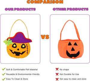 Bolsas de regalo de Halloween de fieltro para niños, bolsas de dulces para trucos o tratar, suministros para fiesta de Halloween - Product Image 5