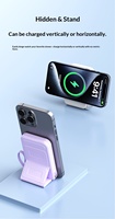 Batterie externe en plastique avec câble intégré 2026, 10000 mAh, support magnétique 3-en-1 pour montre et écouteurs, chargeur portable 22,5 W pour l'export