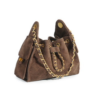 Bolso <span class=keywords><strong>de</strong></span> Hombro Acolchado <span class=keywords><strong>de</strong></span> Gamuza <span class=keywords><strong>de</strong></span> Primera Calidad, Textura Vintage Suave, Color Personalizado OEM, Bolso <span class=keywords><strong>de</strong></span> Mano <span class=keywords><strong>de</strong></span> Cuero Genuino y Gamuza para Mujer - Product Image 1