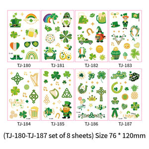 Tatuajes Temporales Faciales de Trébol Irlandés Dorado Premium, Novedad, Recuerdos para Fiestas del Día de San Patricio, Venta al por Mayor - Product Image 6