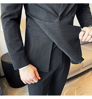 Costumes pour hommes à double boutonnage 2 pièces avec pantalon à braguette zippée pour marié, bal de promo, dîner, smoking