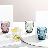 Vintage Diamantpatroon Drinkglas Tumbler 276ml Soda-Lime Glas Vaatwasmachinebestendig Retro Reliëf Vakmanschap voor Thuis Keuken