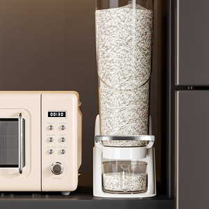 Rice <b>Storage</b> Box Sealed Moisture Proof With Press Lid For Kitchen Cabinet Use Rectangle Shape White Color - Product Image 4