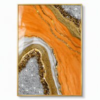 Art mural abstrait orange de luxe pour la décoration moderne et minimaliste du salon