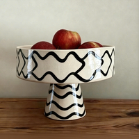 Plateau rond personnalisé en céramique porcelaine pour décoration intérieure Rangement décoratif Nouveau style Plateau de rangement pour fruits secs avec motif imprimé Porte-fruits