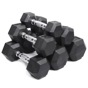Nhà Máy bán hàng trực tiếp phòng tập thể dục tùy chỉnh quả tạ cao su Hex dumbell đặt trọng lượng miễn phí cho sử dụng thương mại - Product Image 4