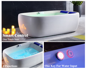 Baignoire autoportante d'intérieur pour 2 personnes, <span class=keywords><strong>SPA</strong></span> de luxe, bain à remous avec oreiller, <span class=keywords><strong>Massage</strong></span> <span class=keywords><strong>en</strong></span> cascade cachée - Product Image 3