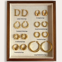 Anting-anting hoop bergaya barat dari paduan seng, desain minimalis unik, bentuk tidak beraturan, polos, dan trendi.