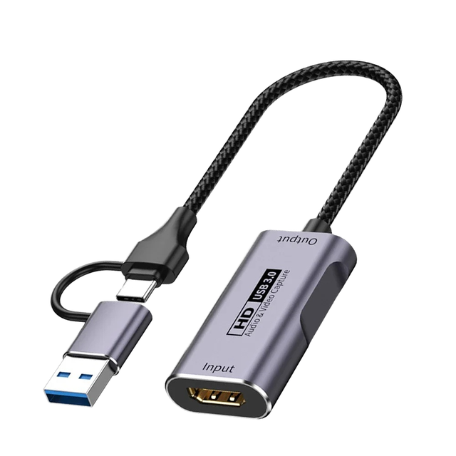 Two in One 4K USB3.0 Type-C & USB Video Capture Card with MP4 Support 1GB RAM 2GB/Per-File for Live Streaming