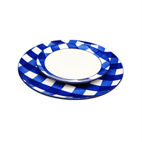 Assiettes en céramique de style chinois, ensembles de vaisselle bleue, assiette en porcelaine