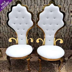 Nuova Sedia da Banchetto Impilabile Economica per Hotel con Telaio in Acciaio Oro Bianco per Matrimonio Sposi - Product Image 1