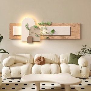 Plante verte simulée grès maison Art décor <span class=keywords><strong>peinture</strong></span> salon canapé fond mur LED lueur murale - Product Image 3
