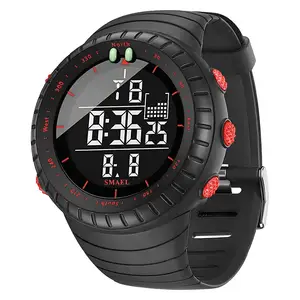 SMAEL jam tangan elektronik Analog pria, arloji Quartz Analog 50 meter, tahan air kol saati 1237 dengan Alarm Digital