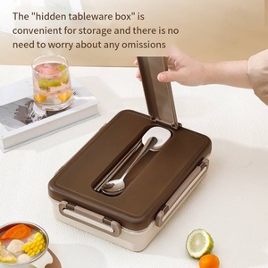 Khay đựng thức ăn bằng thép không gỉ <span class=keywords><strong>LFS</strong></span> 304, 5 ngăn, dùng cho trường học, căng tin, đồ ăn nhanh, khay ăn bằng thép không gỉ, khay đựng thức ăn nhanh - Product Image 4