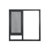 Fenêtres à battants en alliage d'aluminium, design moderne, double vitrage trempé, surface enduite de poudre, ouverture à battant, design graphique