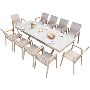 Best-selling Retractable <b>Plastic</b> Wood Dining <b>Table</b> Waterproof Garden Courtyard <b>Outdoor</b> Set of <b>Tables</b> and Chairs Premium Composit - Product Image 6