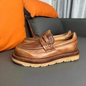 Роскошные мужские туфли Goodyear, коричневые туфли из натуральной кожи с заостренным носком, без застежки, для офиса или зимнего сезона - Product Image 1