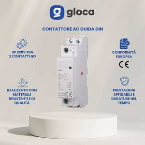 Contacteur AC Gloca sur rail DIN 2P 20A 220V 50Hz 2 contacts NO pour automatisation industrielle - Product Image 2