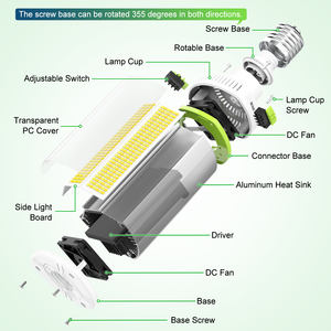 Lámpara LED de Reemplazo para Shoebox, 100-277V, E39, Montaje Horizontal, Bombilla LED Tipo Maíz de 80W, Reemplazo para MH HPS HID de 150W-250W, DLC ETL - Product Image 3