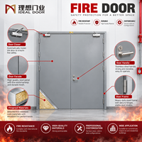 Porte coupe-feu double en acier sur mesure pour entrepôt, couloir d'escalier et salle d'équipement