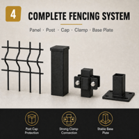 Système de fixation par pince facile à installer, galvanisé à chaud, anti-rouille, anti-UV, anti-corrosion, panneau de clôture en fil soudé 3D incurvé