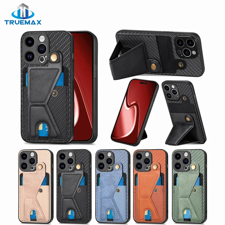Hot Sale Mobile Phone Accessory for iPhone 15 Pro PC TPU Leather K-word Multi-angle Case With Card Holder for iPhone15 Pro
