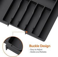 Organisateur d'ustensiles de cuisine extensible en plastique sans BPA, support réglable pour couverts, pour tiroir de cuisine, rangement gain de place