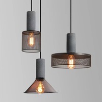 Lampe suspendue LED vintage style industriel en ciment et fer, à tête unique, pour salle à manger, bar, comptoir, éclairage créatif
