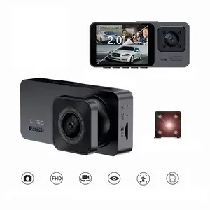 Kamera dasbor 3 kanal 1080P, kamera perekam Video mobil depan dan belakang tiga kanal dengan penglihatan malam untuk taksi mobil
