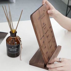 Stylish Walnut Wood Menu Display Stand Durable Wooden Crafts for Restaurants Bars Home Decor Eco-Friendly Drink <b>Table</b> <b>Cards</b> - Product Image 2