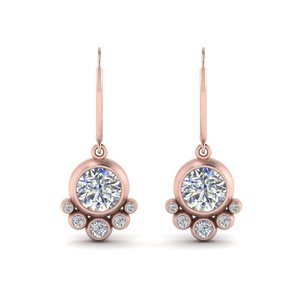 Pendientes de Oro Rosa E343 con Circonita Redonda, Diseño de Flor, Engaste de Garra, Joyería Clásica de Boda para Mujer - Product Image 3