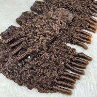 Harga grosir 12A kutikula selaras perawan coklat berwarna Burmese rambut keriting ekstensi pakan 100% rambut Remy mentah bundel keriting keriting