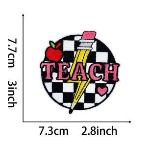 Set de Parches Brillantes para Maestros, Apliques Bordados Termoadhesivos con Diseños de Lápiz, Manzana, <span class=keywords><strong>Libro</strong></span> y Lazo, Parches de Espíritu Escolar para Chaquetas y Bolsos - Product Image 6