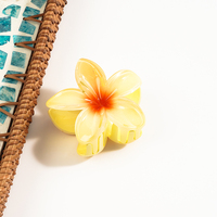 Pince à cheveux en plastique Hibiscus - 8 cm, motif floral hawaïen ombré, respirante, multifonctionnelle, pour femme, design personnalisé, usage quotidien ou mariage