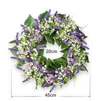 Vente Chaude en Gros Décorations de Porte et Fenêtre de Mariage Couronne de Fleurs de Petite Marguerite Faite à la Main en Soie Moderne pour Extérieur