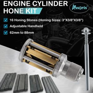 Kit de pulido de cilindros de motor de alta precisión, ajustable de 62-88 mm, juego de herramientas manuales con 4 soportes, 16 piedras, 9 piezas - Product Image 2