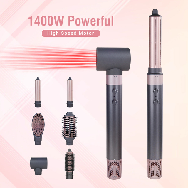 2024 New Design 6 in 1 BLDC High Speed Negative Ion Hair Dryer AutoWrap Hot Air Brush for Any Hair Styler