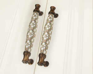 Manici in ceramica marrone antico Vintage europeo porta attrezzature mobili <span class=keywords><strong>per</strong></span> armadi pomelli porta cassetti armadio in lega - Product Image 4